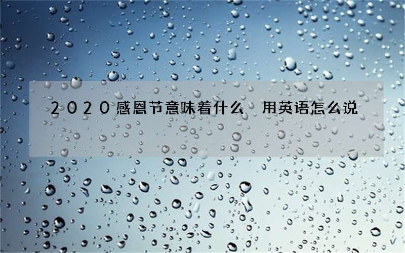 2020感恩节意味着什么 用英语怎么说